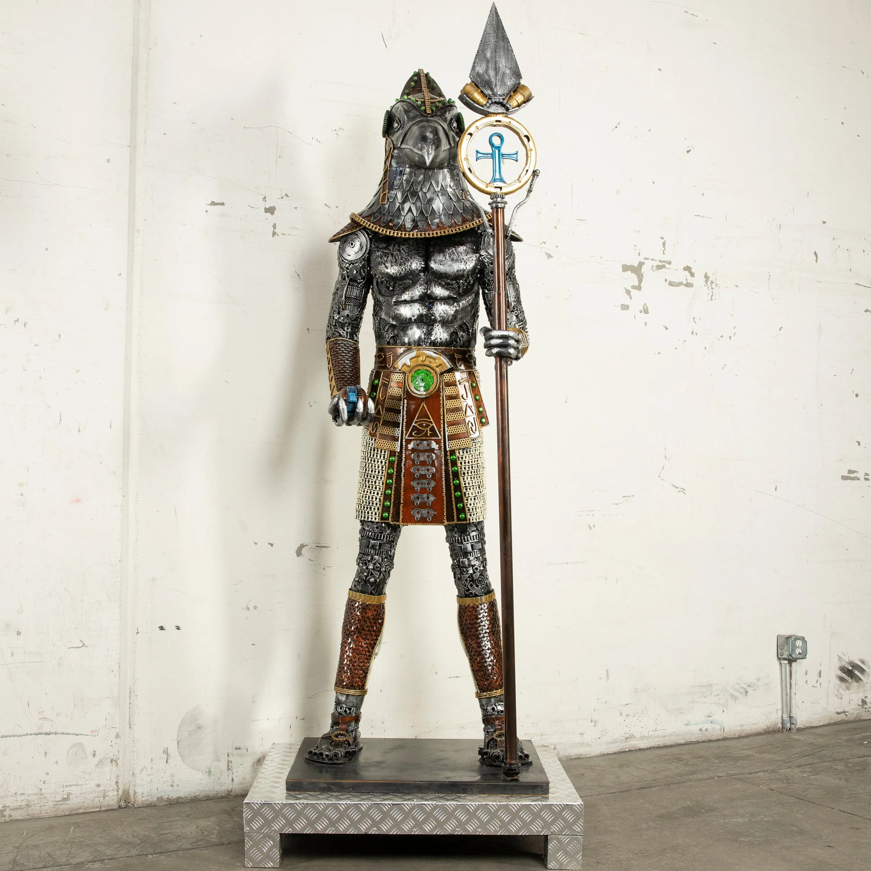 91" Horus Recycled Metal Sculpture