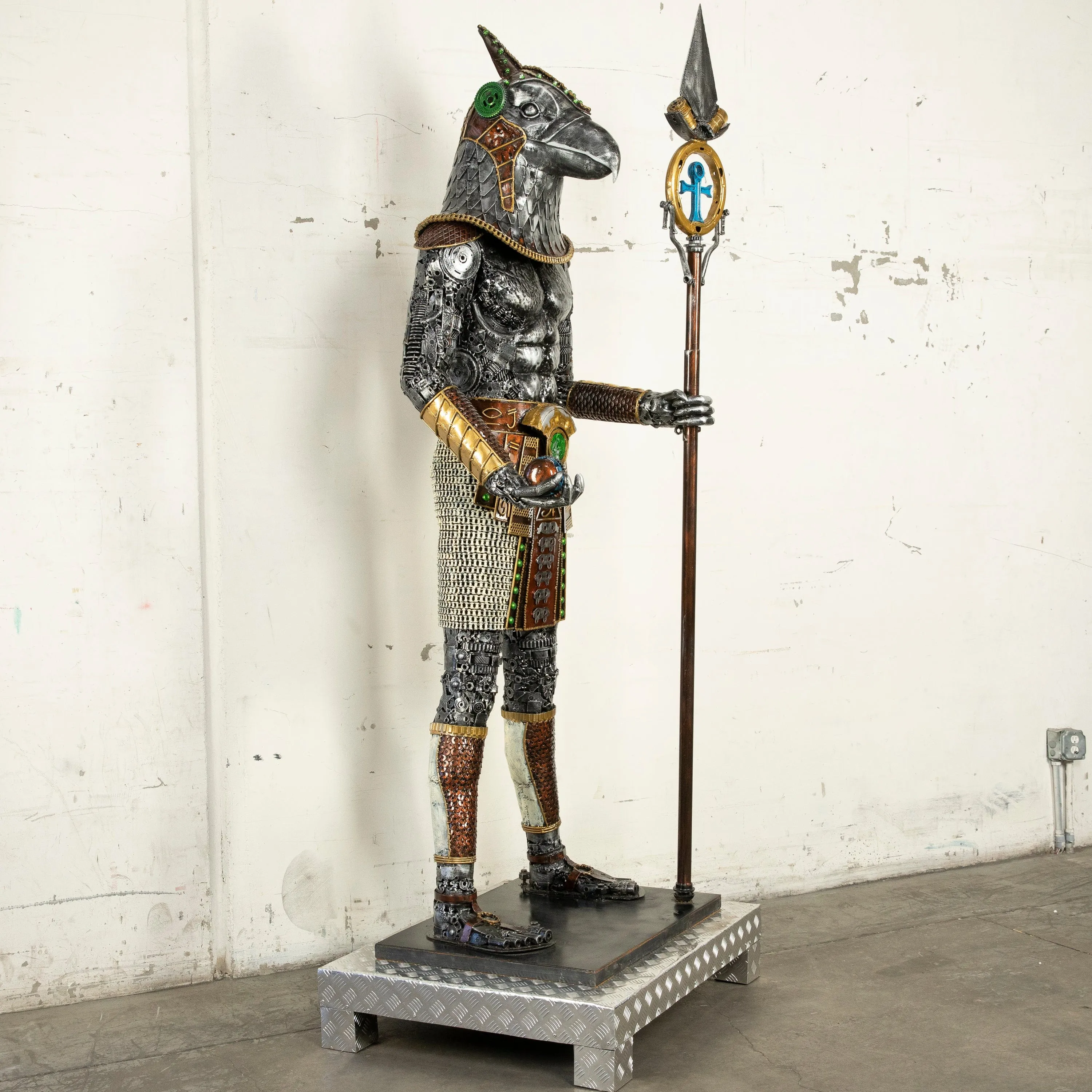 91" Horus Recycled Metal Sculpture