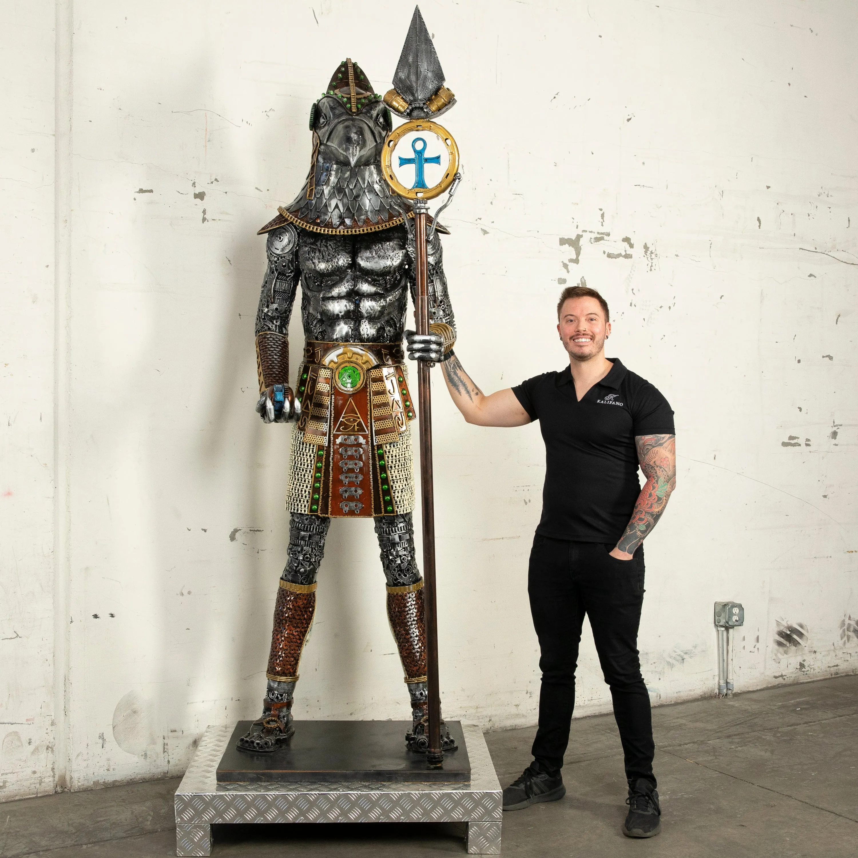 91" Horus Recycled Metal Sculpture