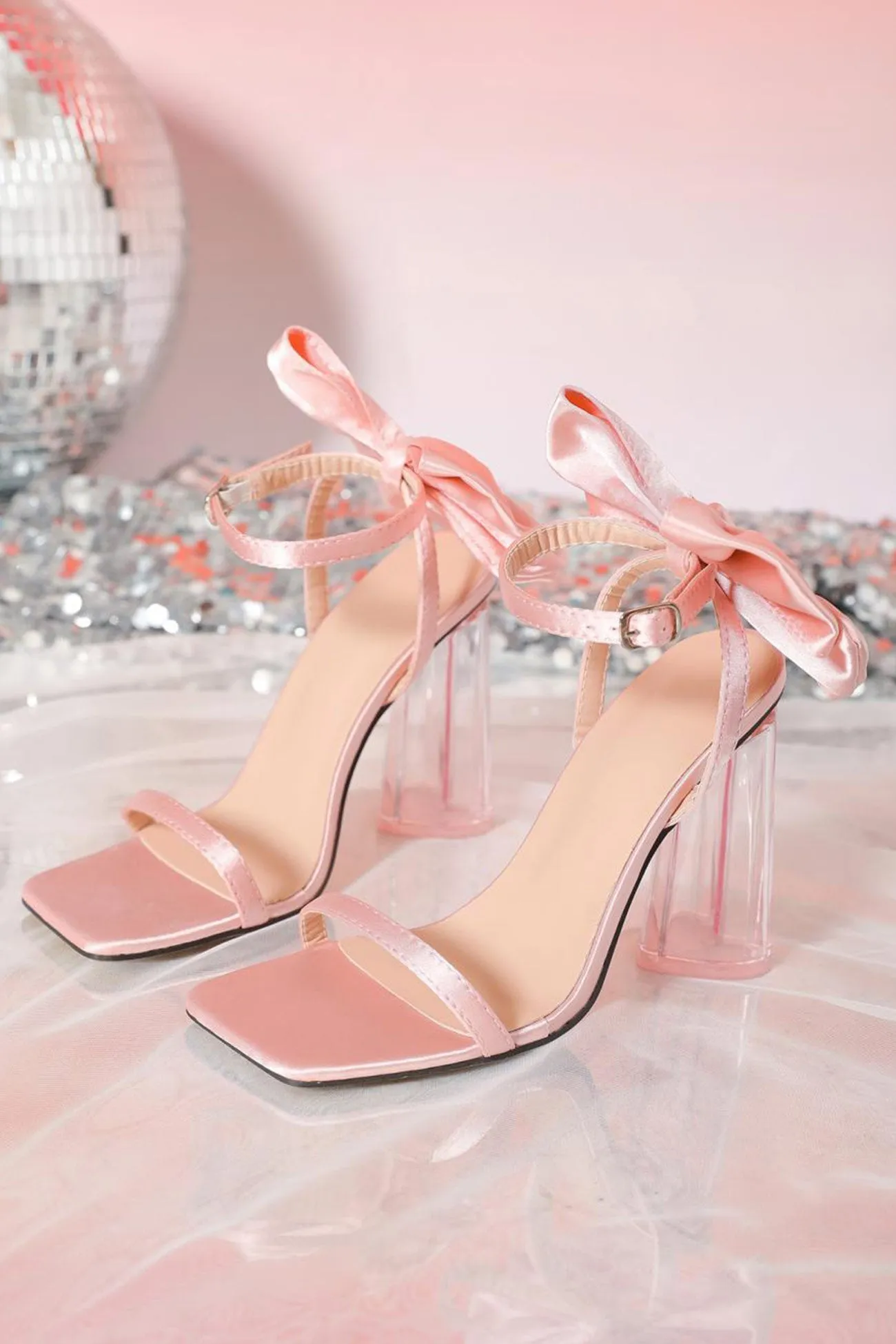 Amozae-Bow Straight Buckle Thick High Heels