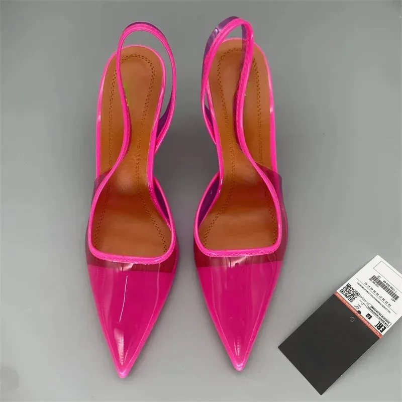 AMOZAE-- PVC Transparent High-heeled Sandals