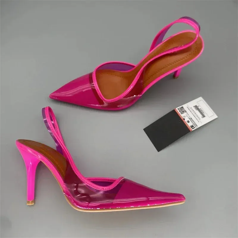 AMOZAE-- PVC Transparent High-heeled Sandals