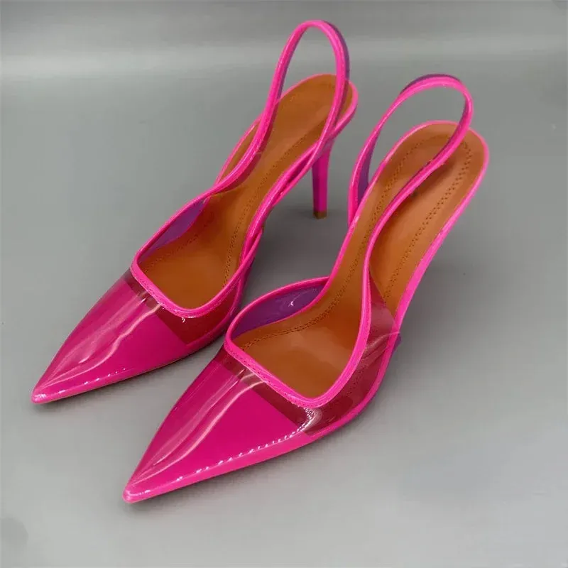 AMOZAE-- PVC Transparent High-heeled Sandals