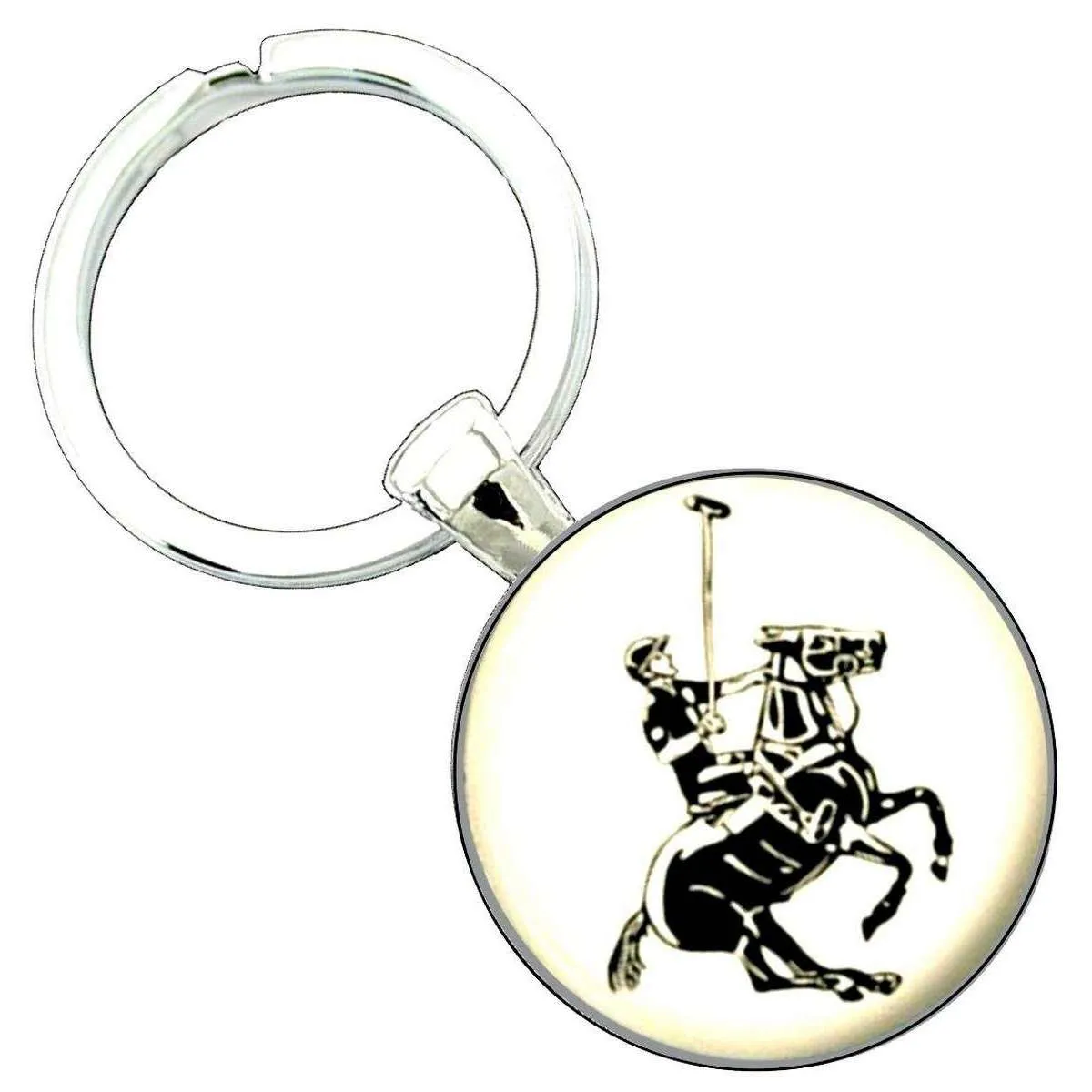 Bassin and Brown Polo Player Key Ring - White/Black