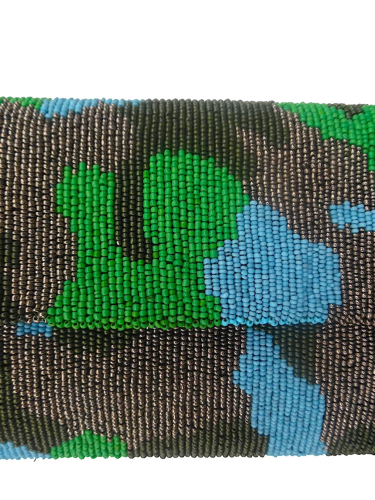 Beaded Envelope Clutch Bag Camo Turquoise