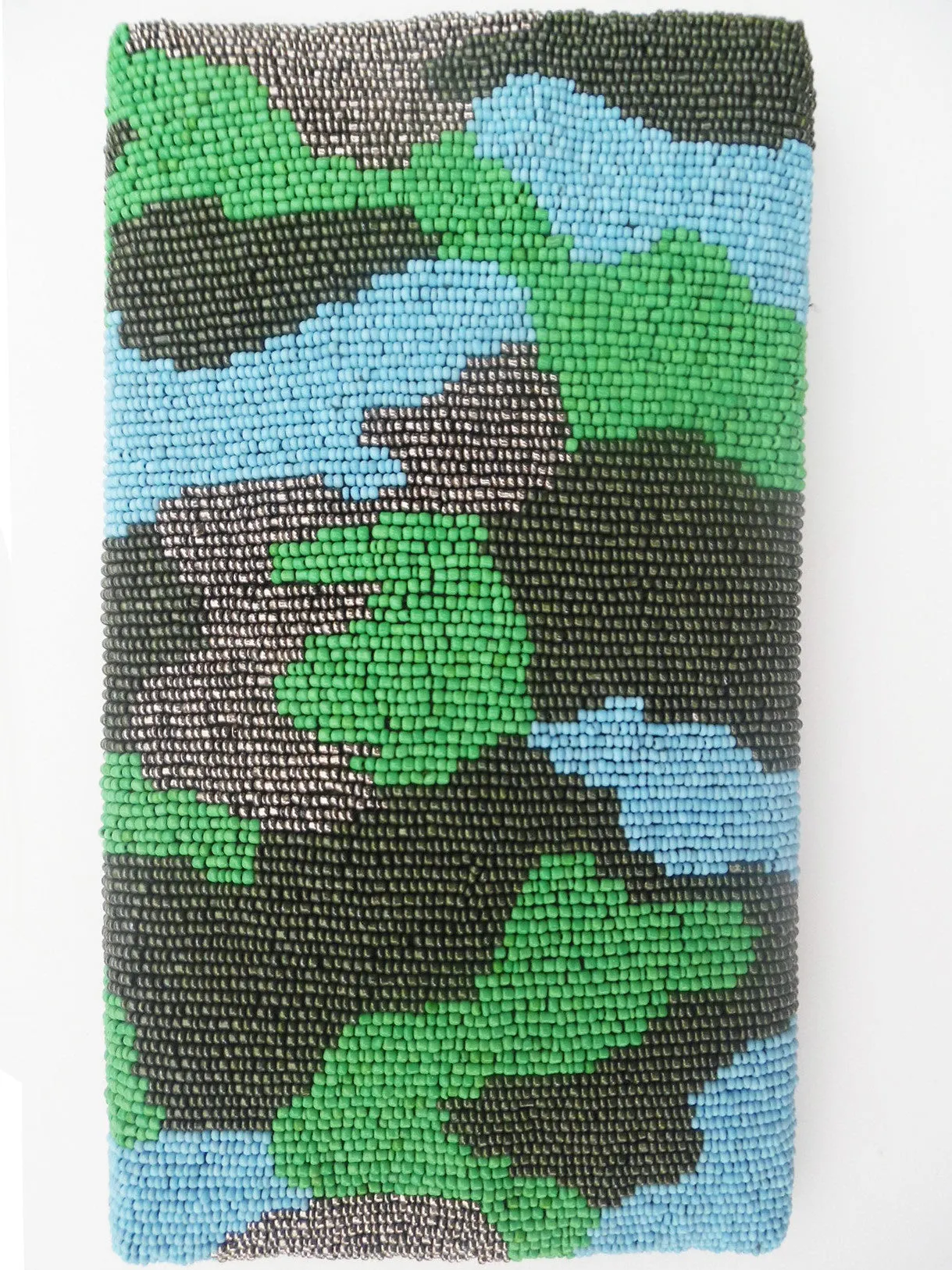 Beaded Envelope Clutch Bag Camo Turquoise