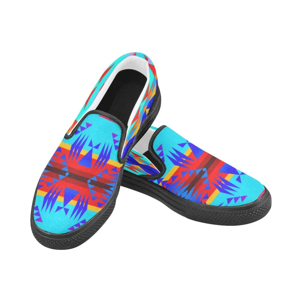 Between the Mountains Blue Men's Unusual Slip-on Canvas Shoes