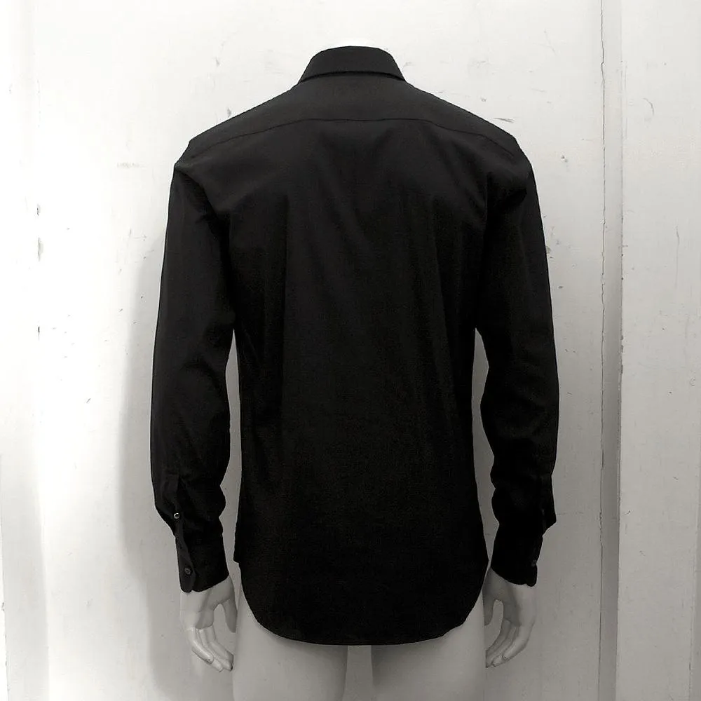 Black Poplin Smart Stretch Cotton Shirt