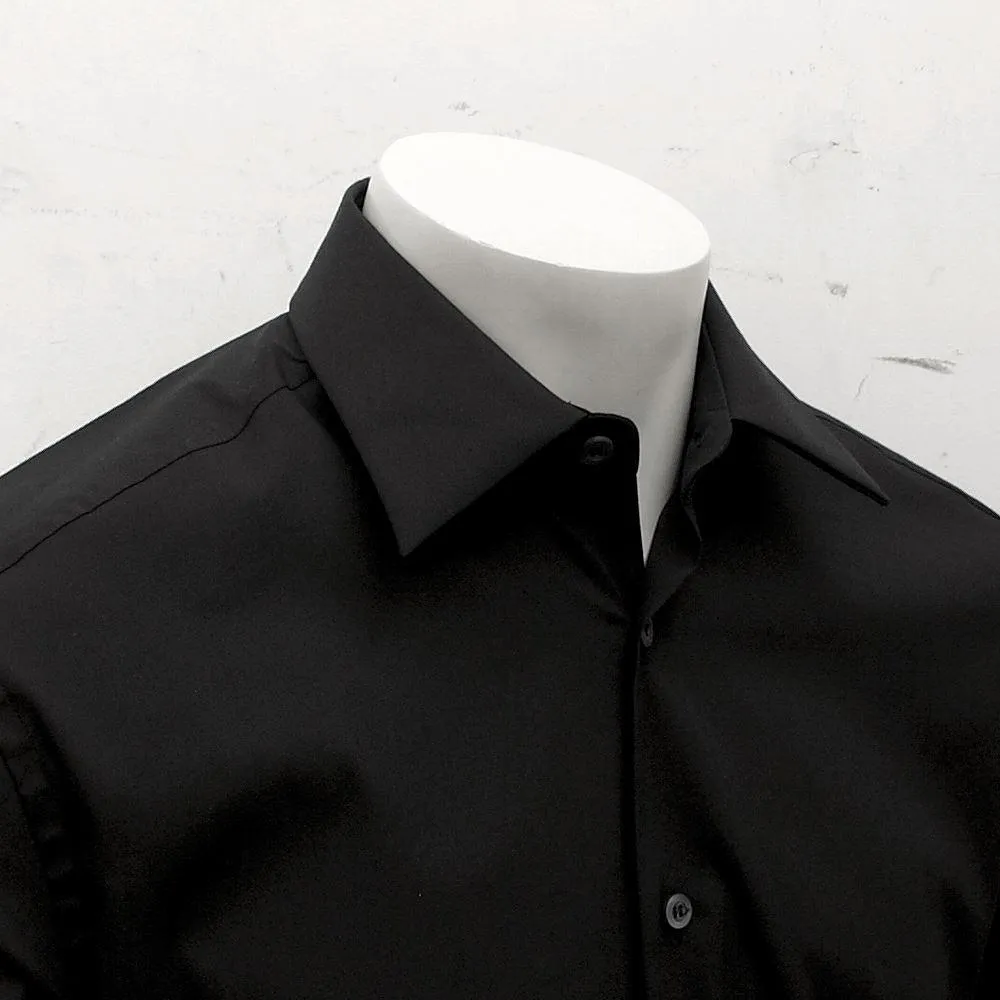 Black Poplin Smart Stretch Cotton Shirt