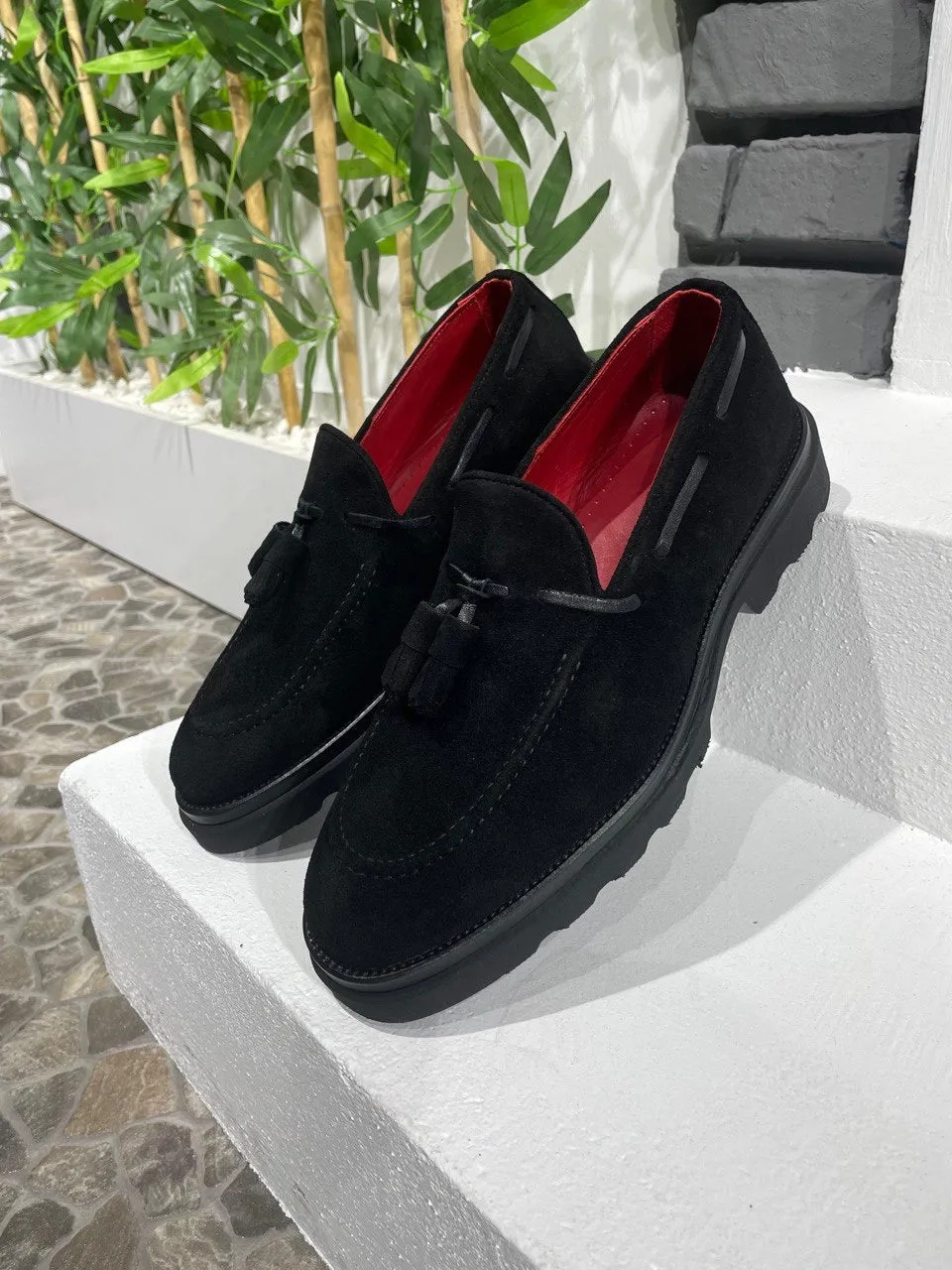 Brabion Belton Black Suede Leather Loafers