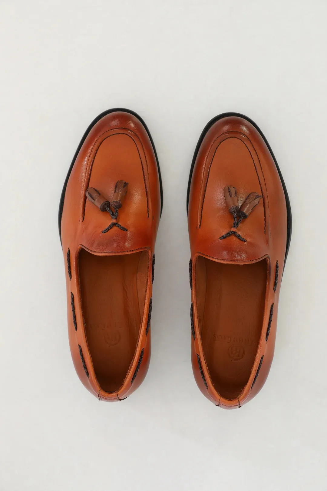 Brown Leather Tassel Loafers