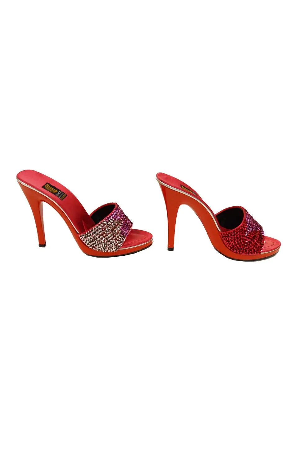 Casadei Red Satin and Sequin Sandals