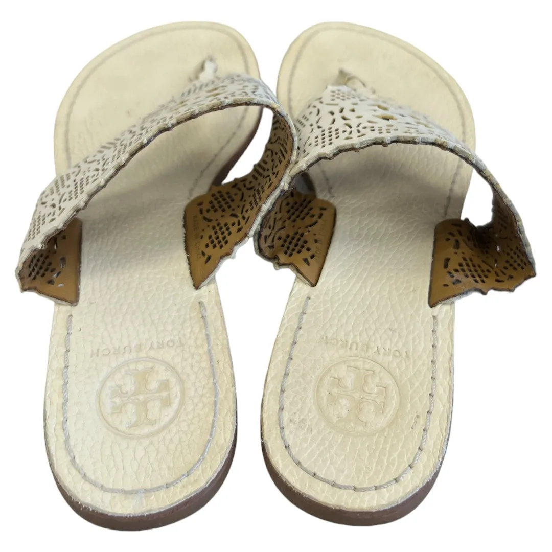 Cream Sandals Flip Flops Tory Burch, Size 6