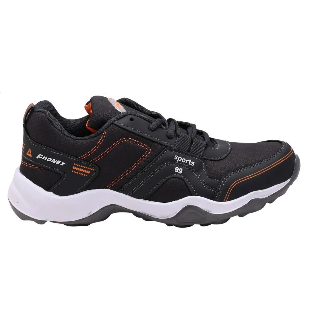 Dark Gray Orange Lace Up Running Shoes