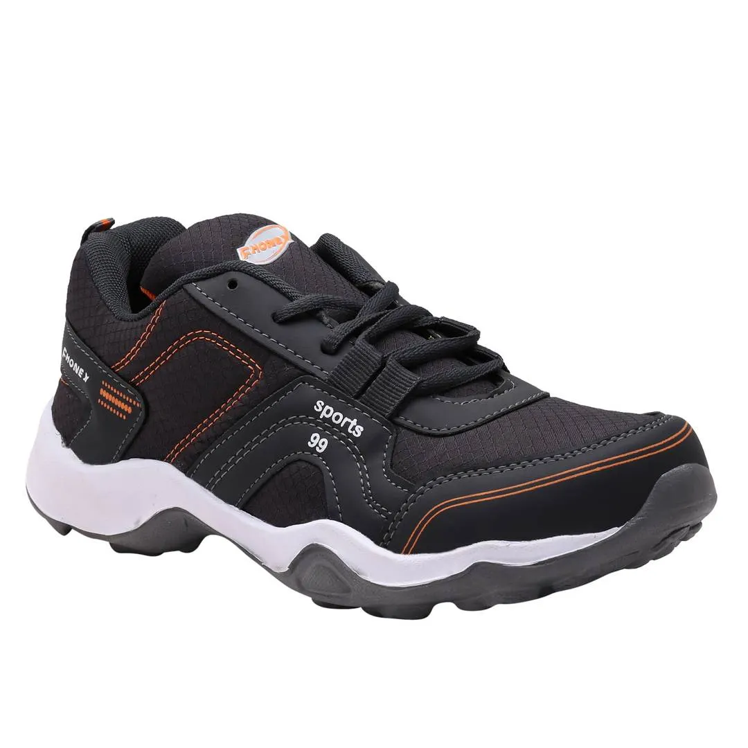 Dark Gray Orange Lace Up Running Shoes