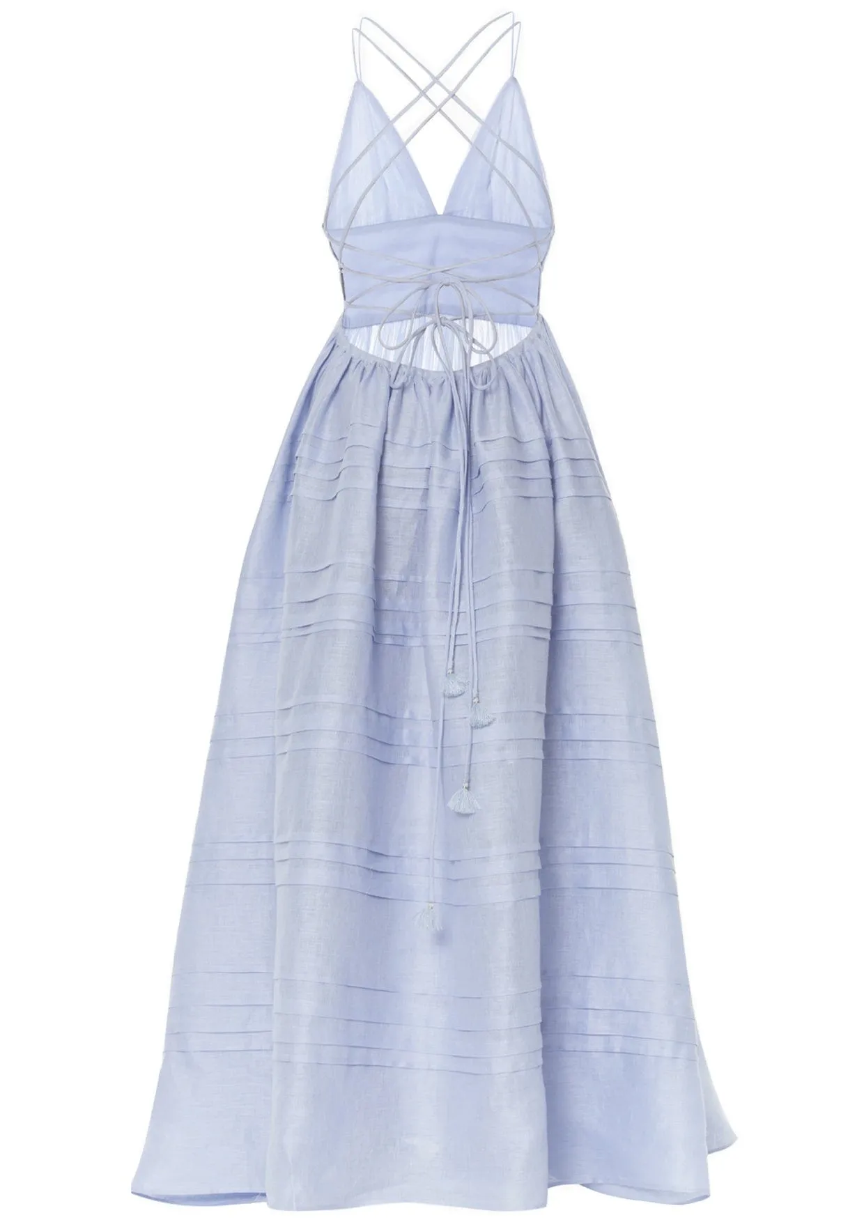 Delphinium Open Back Linen Maxi Dress