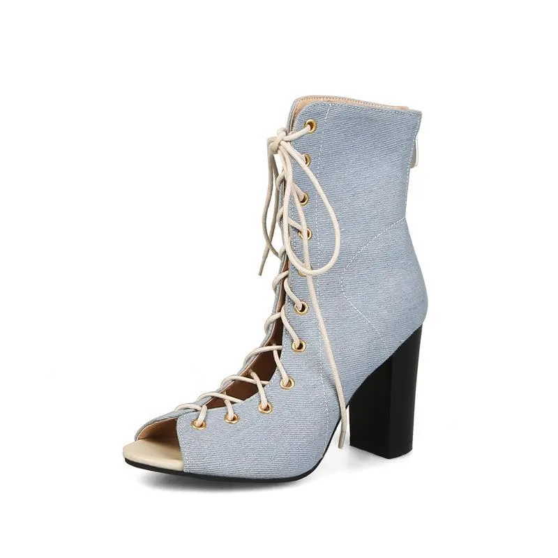 Denim high heels