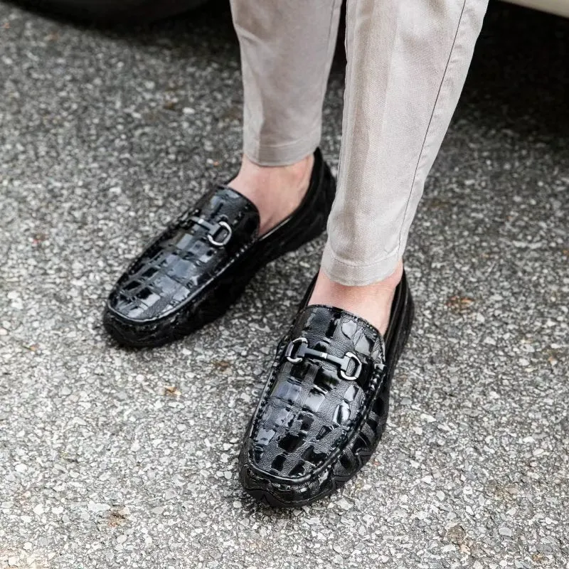 Exotic CrocLeather Slip On Loafers - Metal Toe