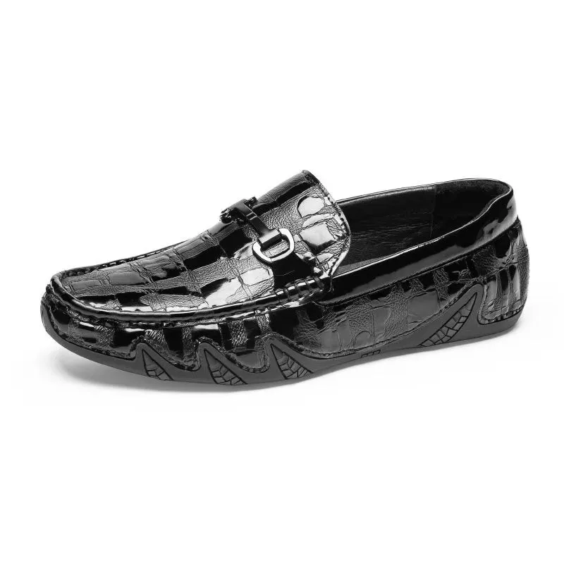 Exotic CrocLeather Slip On Loafers - Metal Toe