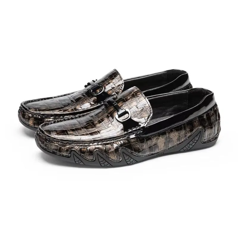 Exotic CrocLeather Slip On Loafers - Metal Toe