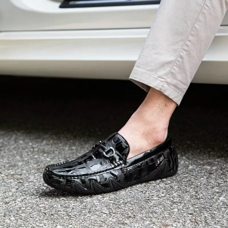 Exotic CrocLeather Slip On Loafers - Metal Toe