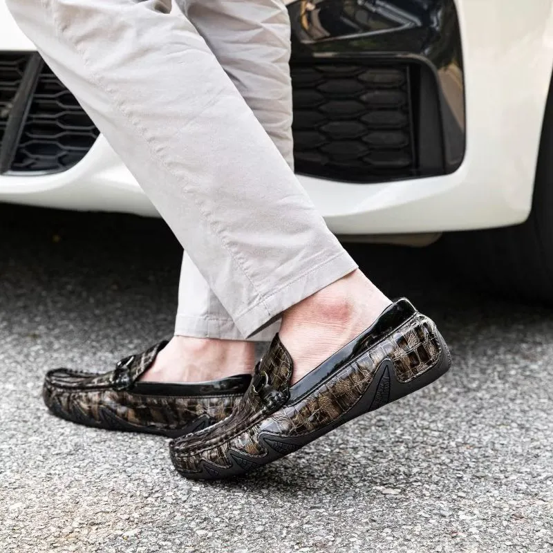 Exotic CrocLeather Slip On Loafers - Metal Toe