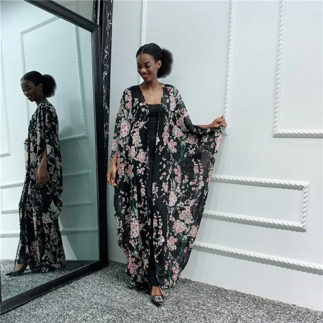 Floral Open Front Maxi Kaftan