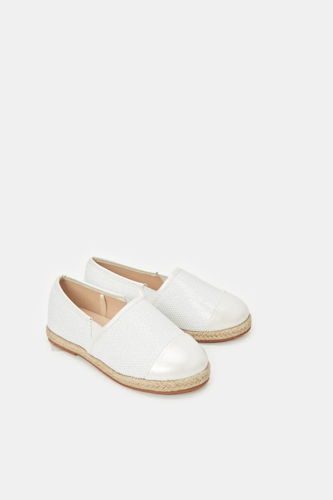 Girls Cream Sequence Espadrilles