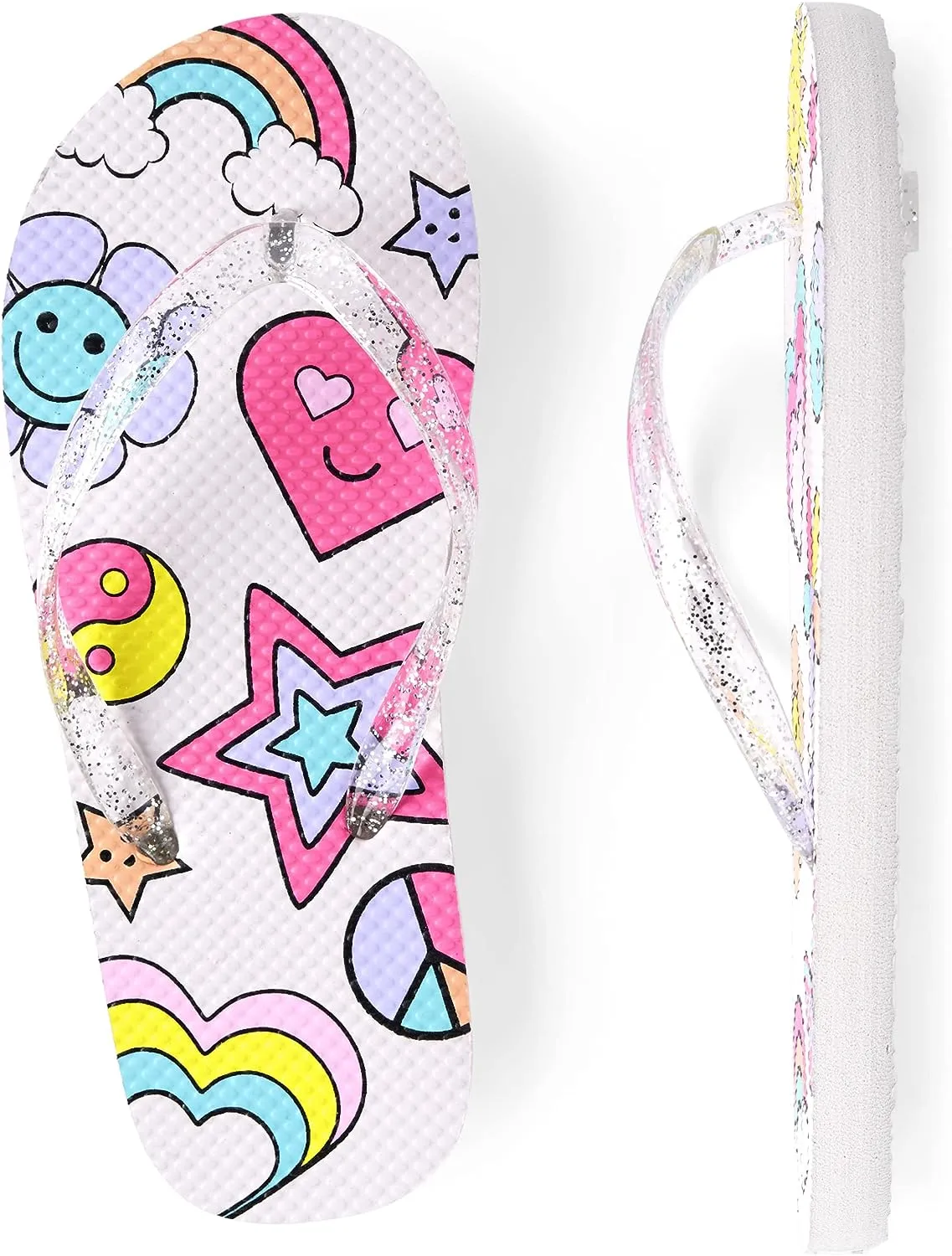 Girls White Glitter Flip Flop