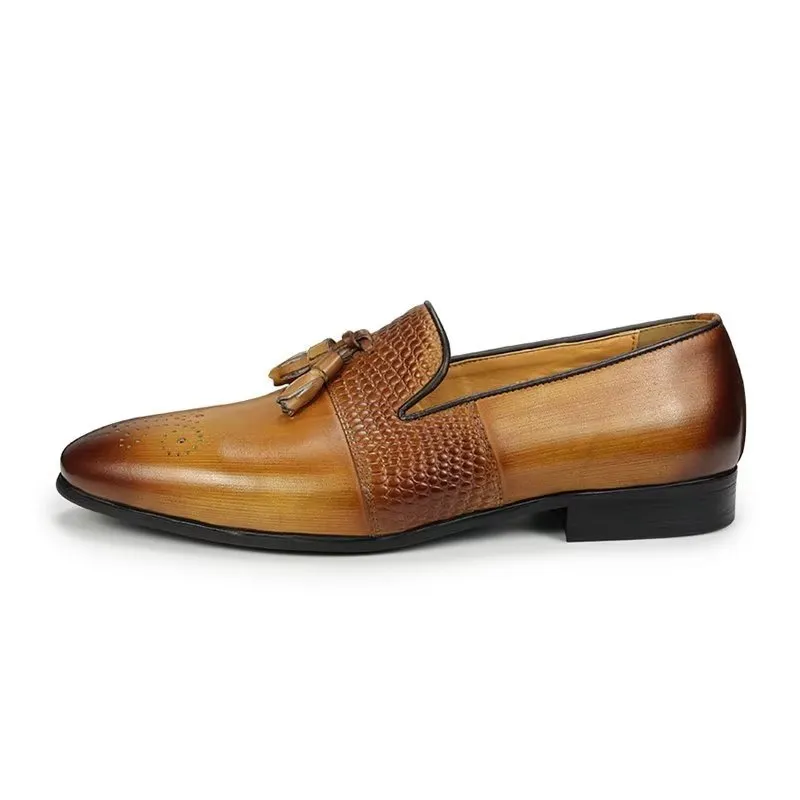 LeatherLuxe Croc Pattern Luxury Slip On Loafers