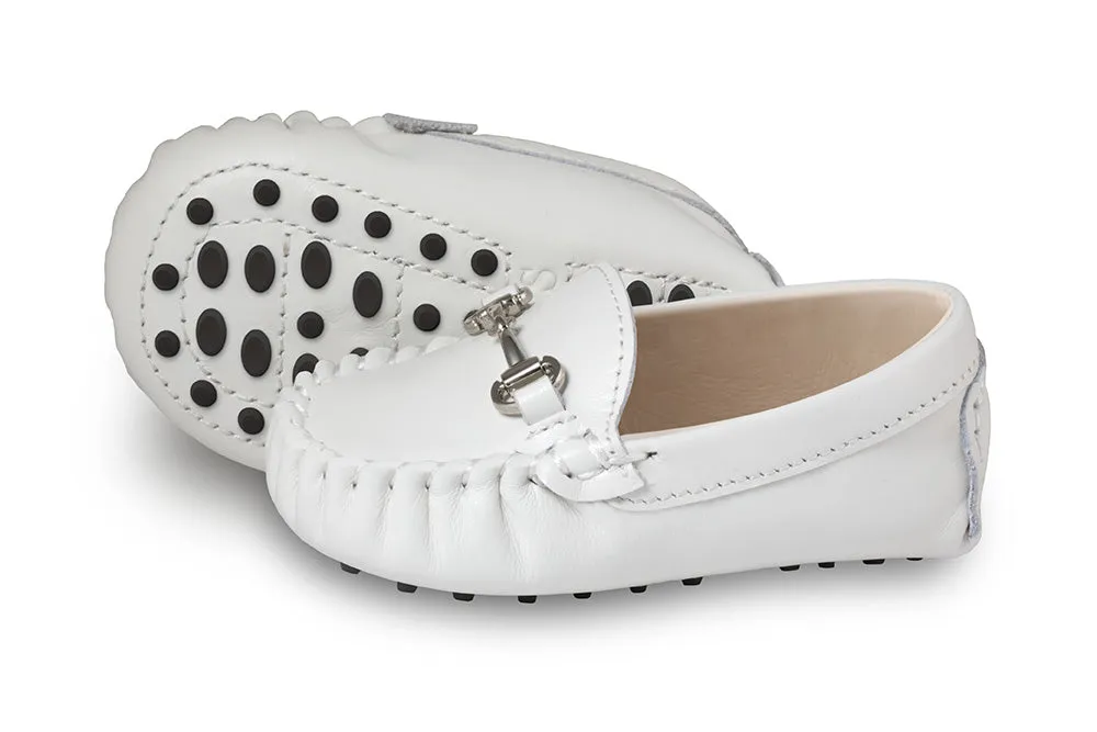 Lucca White Baby Loafers