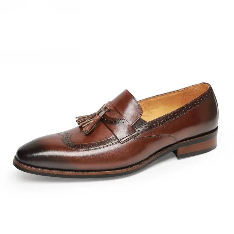 LuxeLeather Exotic Slip On Brogue Loafers