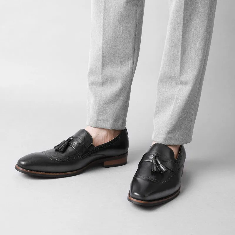 LuxeLeather Exotic Slip On Brogue Loafers