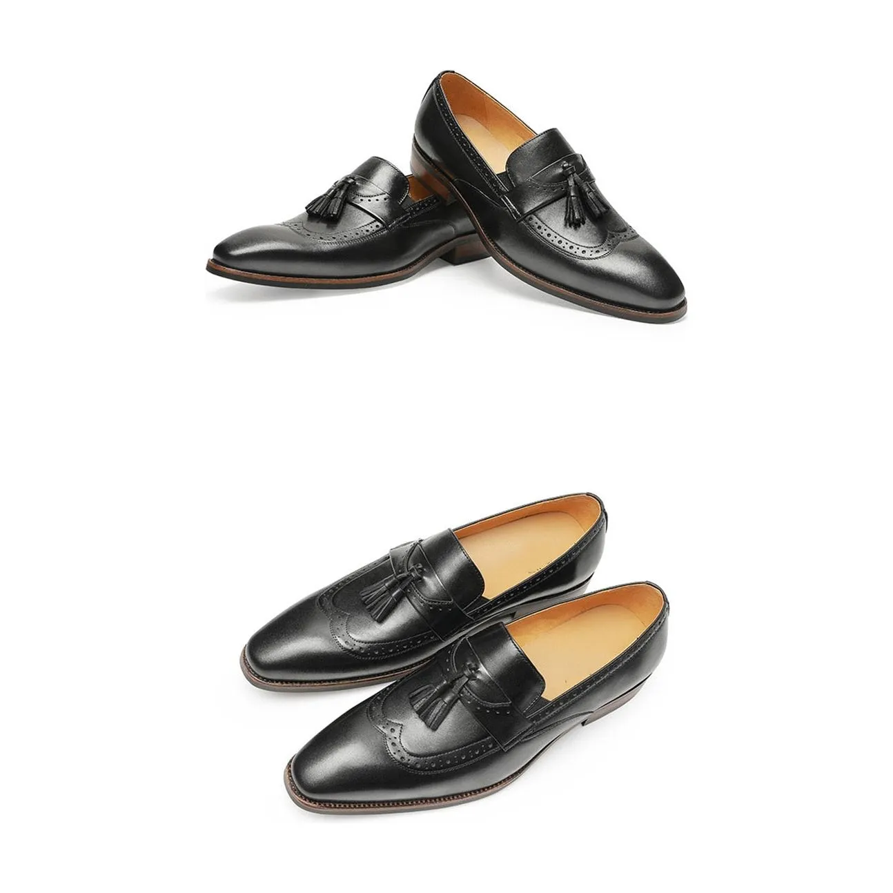 LuxeLeather Exotic Slip On Brogue Loafers