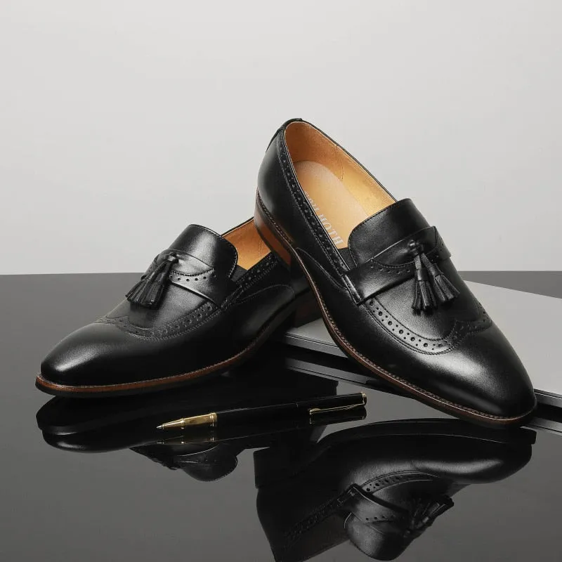 LuxeLeather Exotic Slip On Brogue Loafers