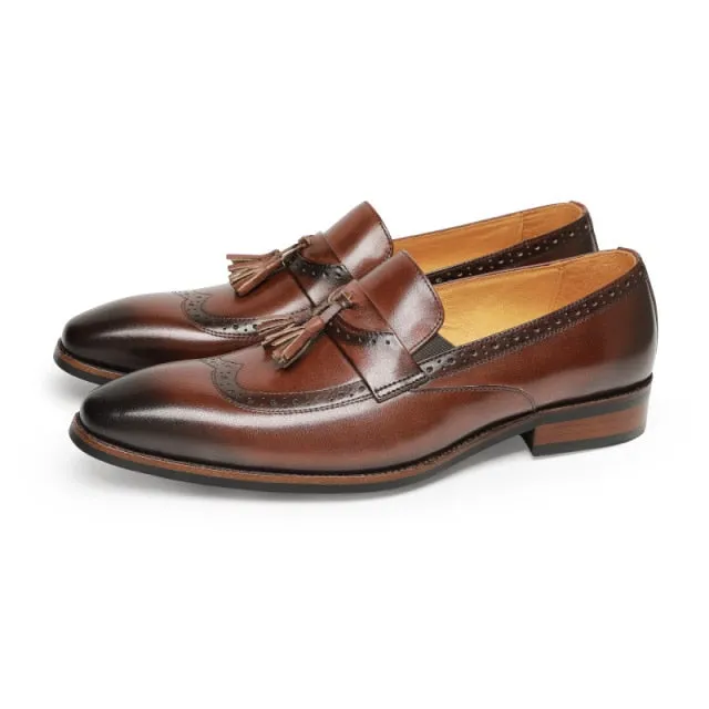 LuxeLeather Exotic Slip On Brogue Loafers