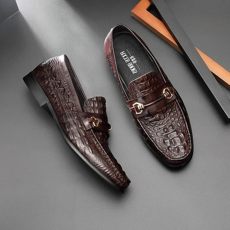 Luxury CrocBreeze Leather Slip-On Loafers