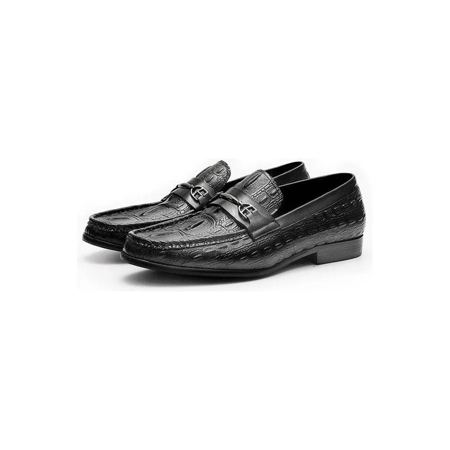 Luxury CrocBreeze Leather Slip-On Loafers