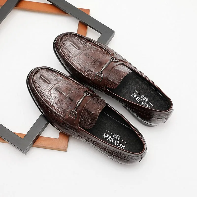 Luxury CrocBreeze Leather Slip-On Loafers