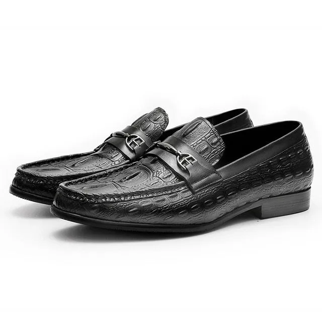 Luxury CrocBreeze Leather Slip-On Loafers