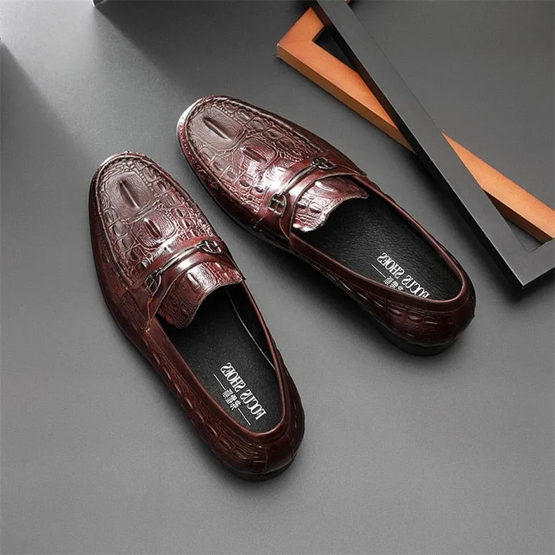 Luxury CrocBreeze Leather Slip-On Loafers