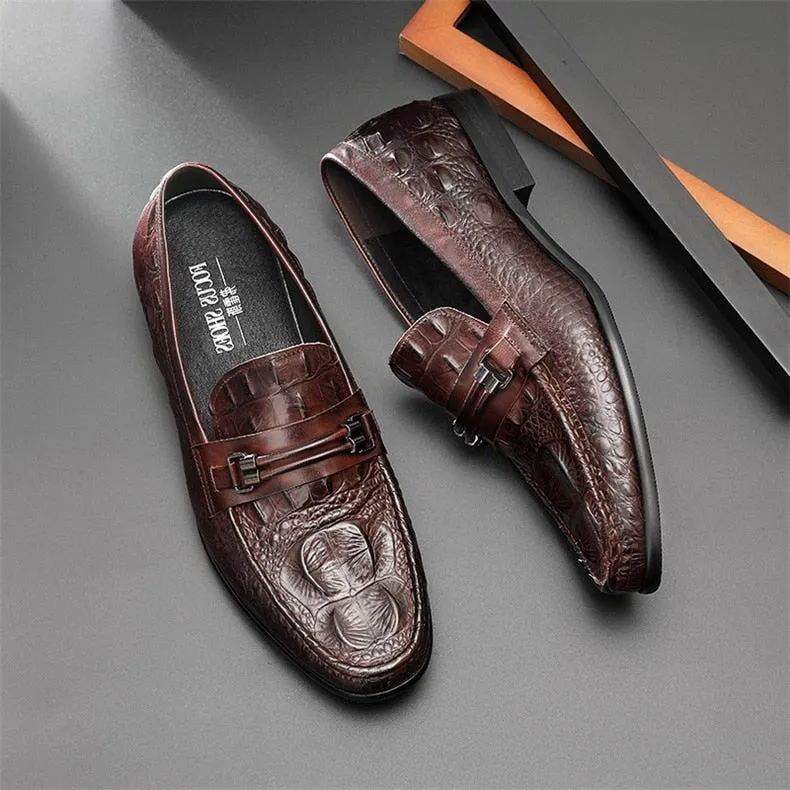 Luxury CrocBreeze Leather Slip-On Loafers