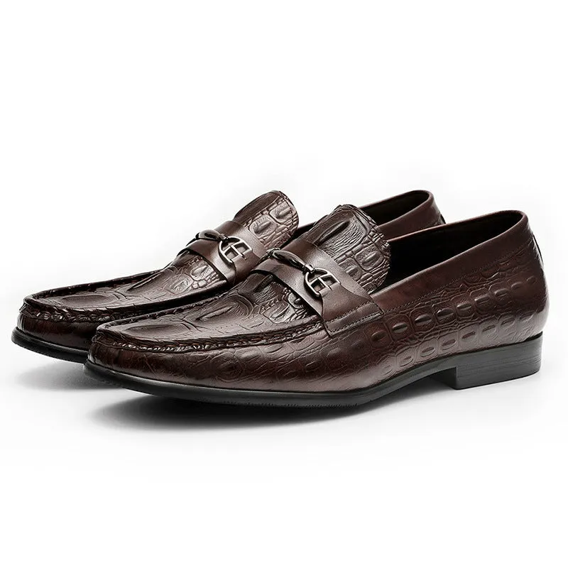 Luxury CrocBreeze Leather Slip-On Loafers