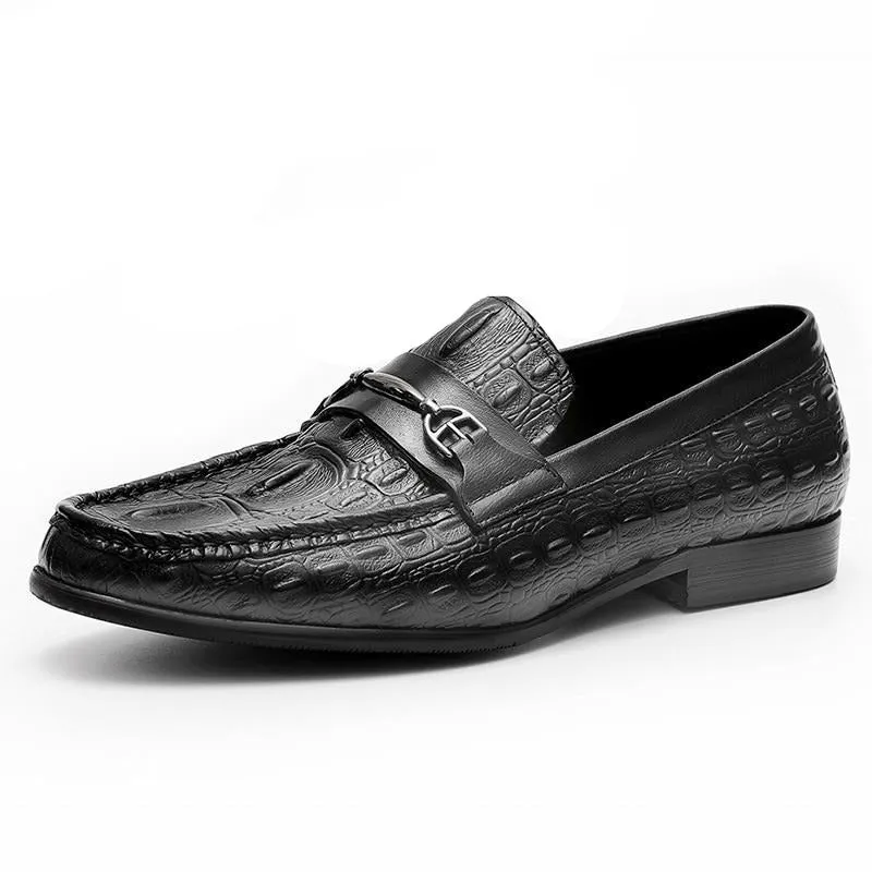 Luxury CrocBreeze Leather Slip-On Loafers