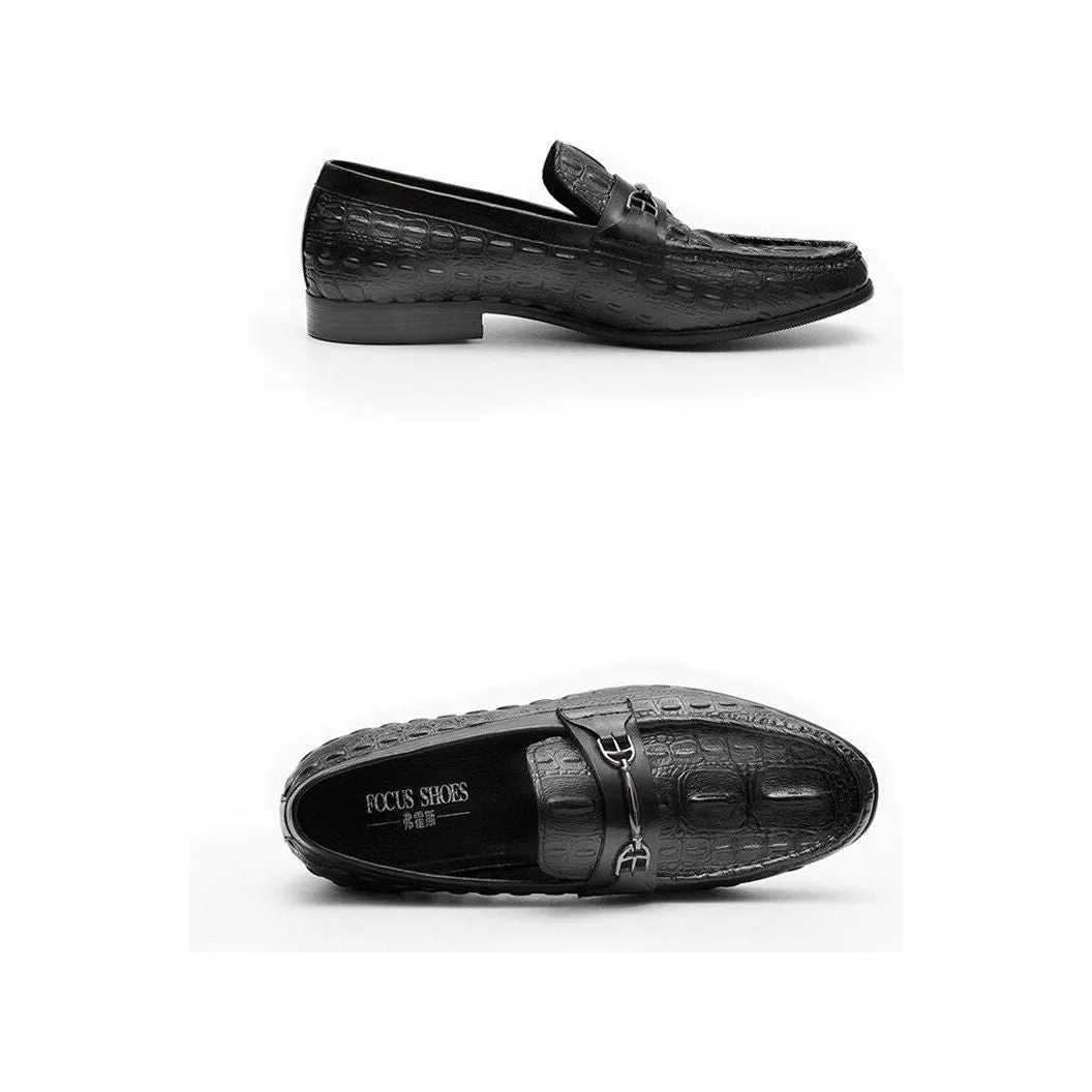 Luxury CrocBreeze Leather Slip-On Loafers