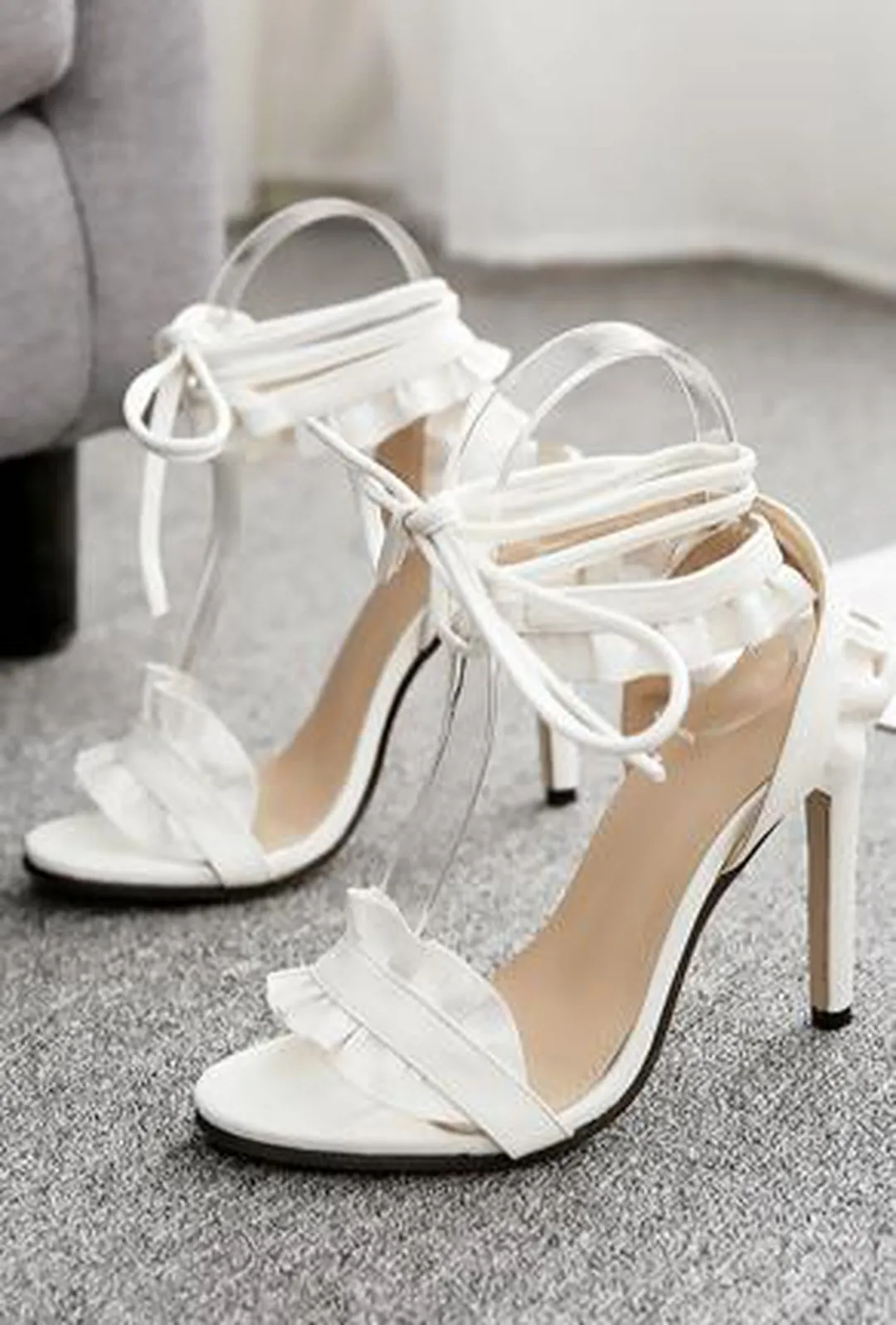 LYEAH - RUCHED LACE-UP SANDALS