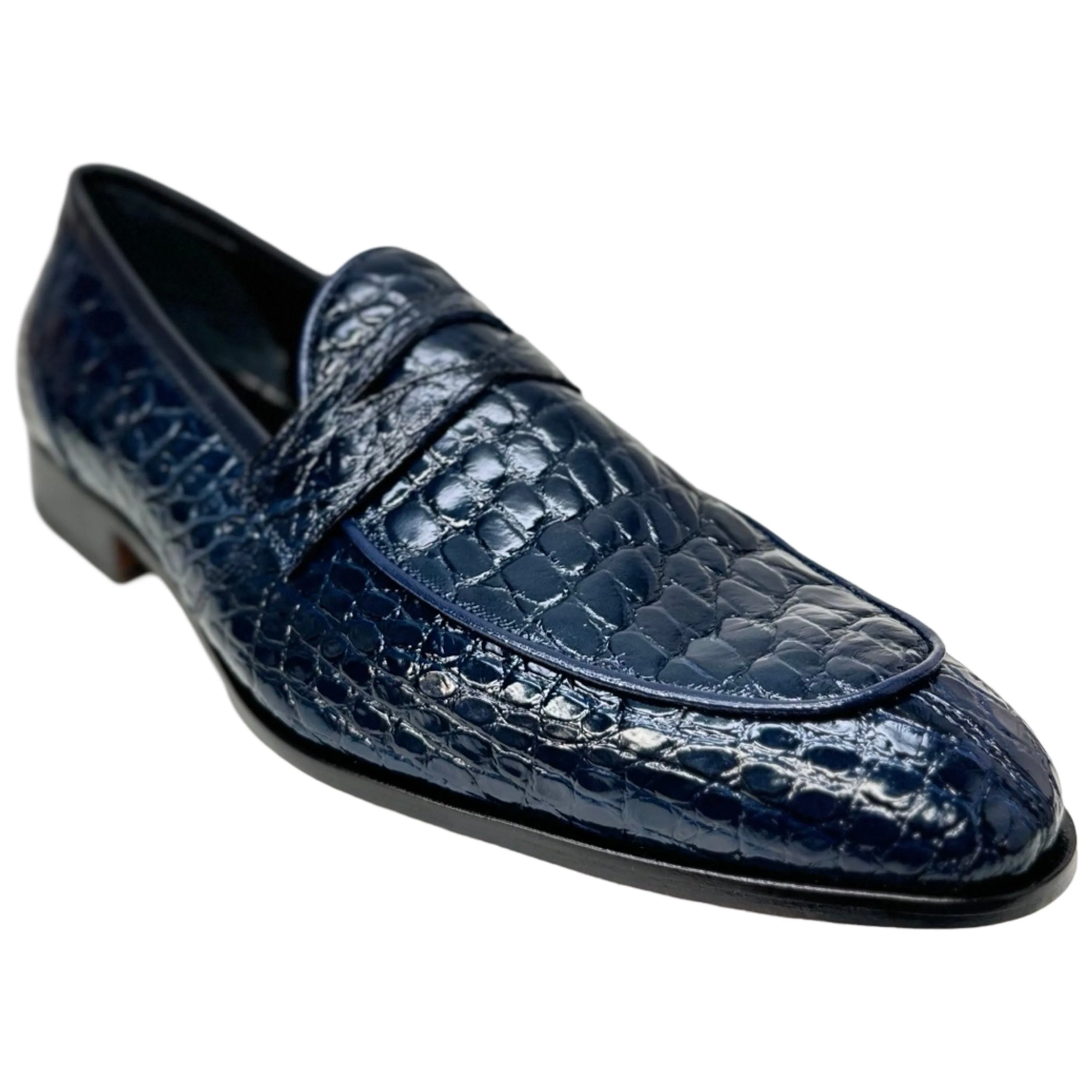 Mauri 4862 Navy Alligator Belly Penny Loafers