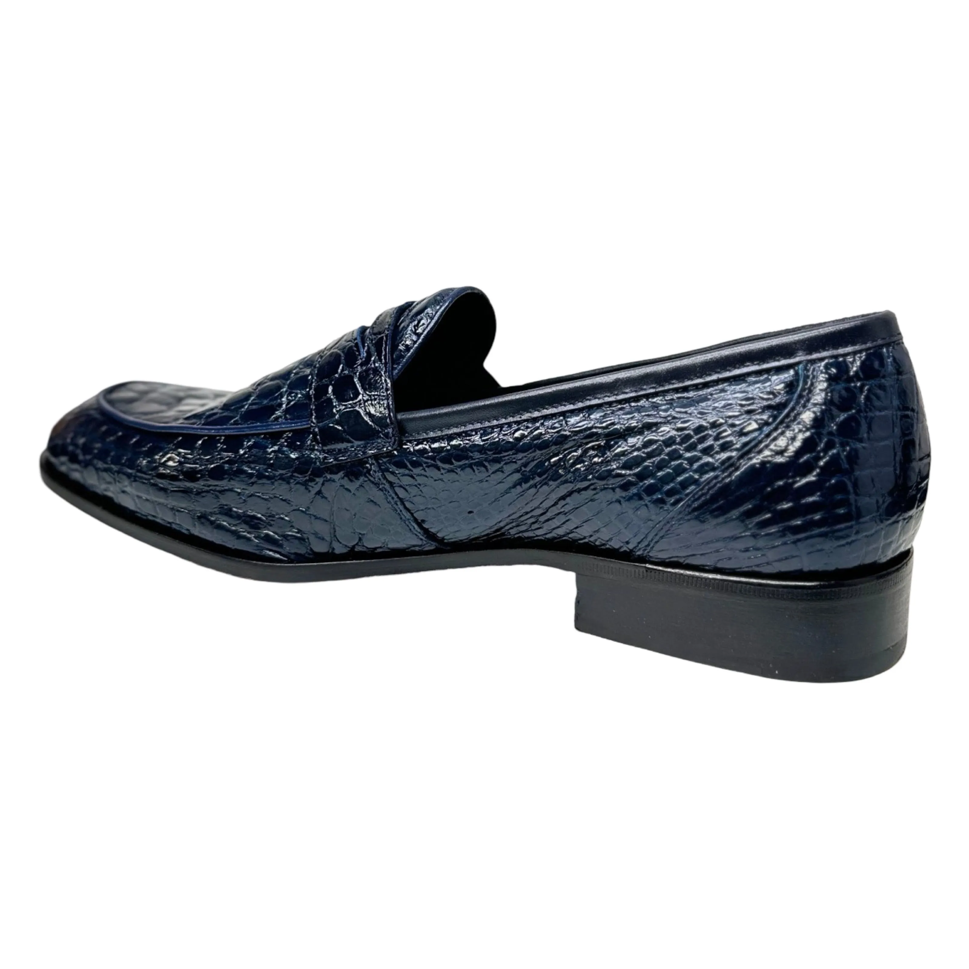 Mauri 4862 Navy Alligator Belly Penny Loafers