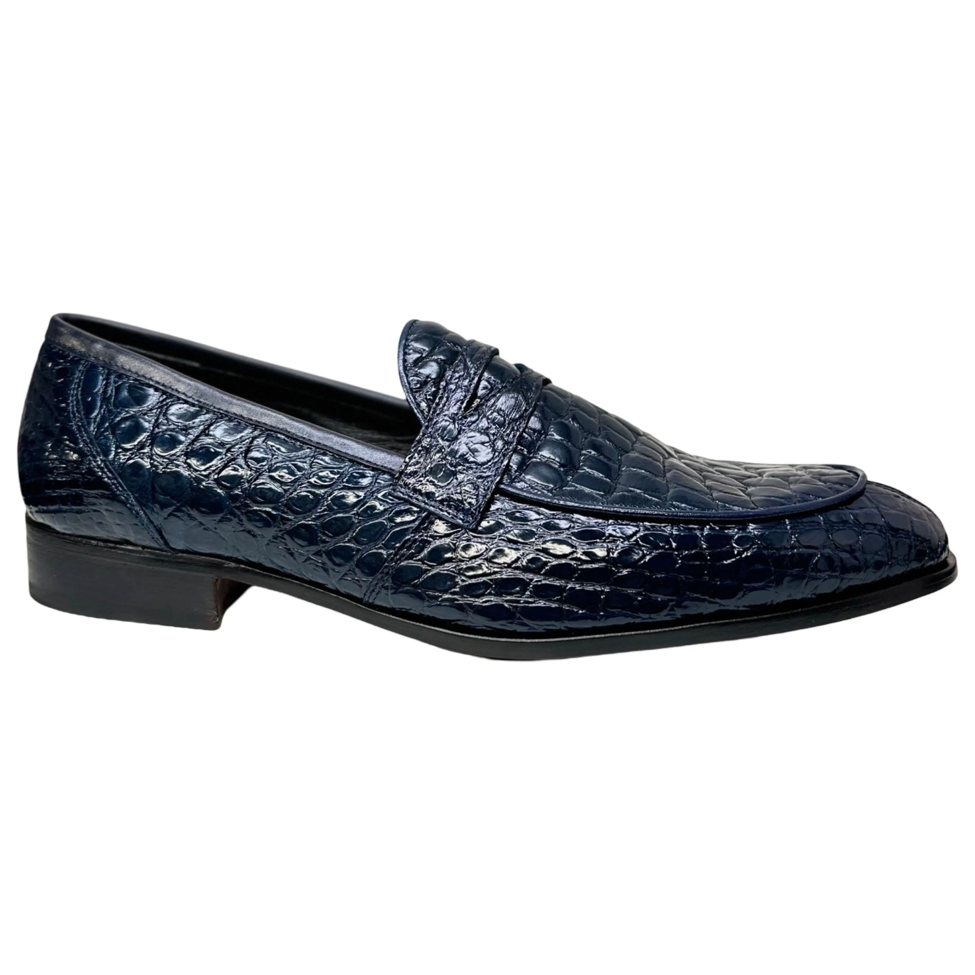 Mauri 4862 Navy Alligator Belly Penny Loafers