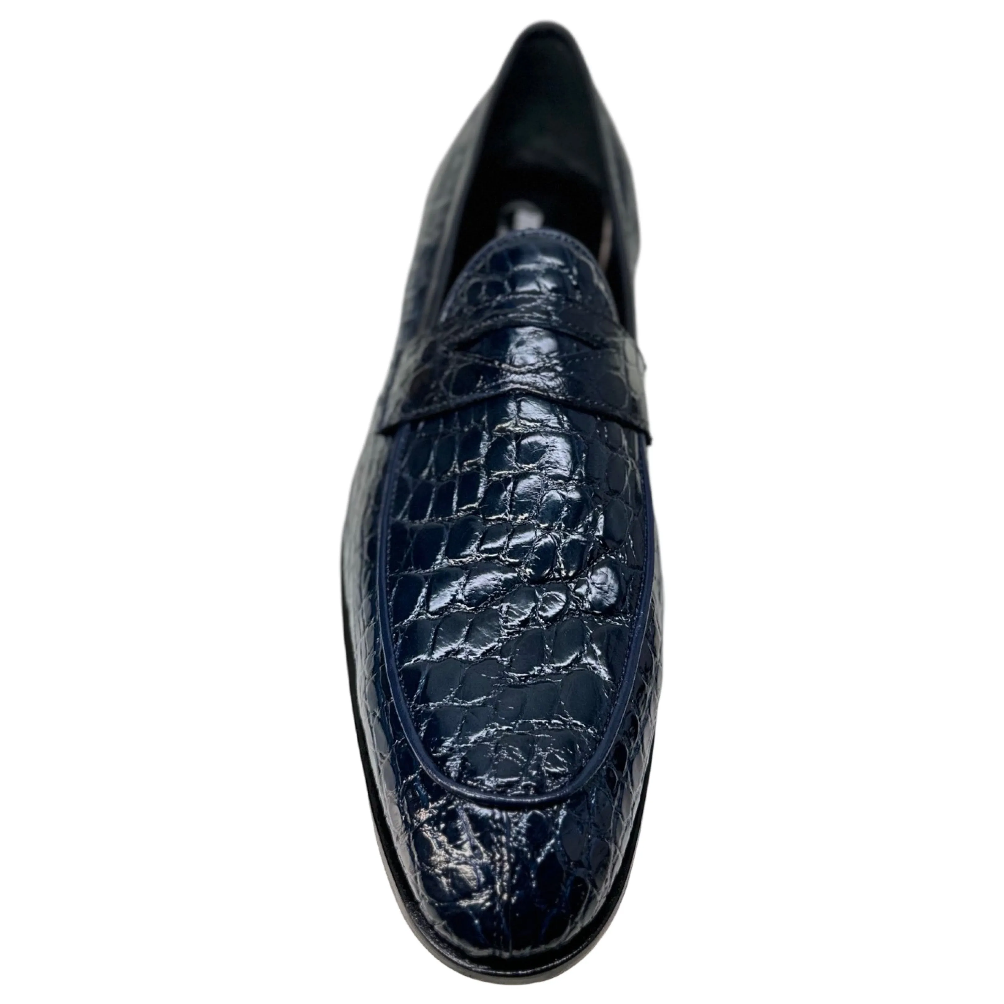 Mauri 4862 Navy Alligator Belly Penny Loafers